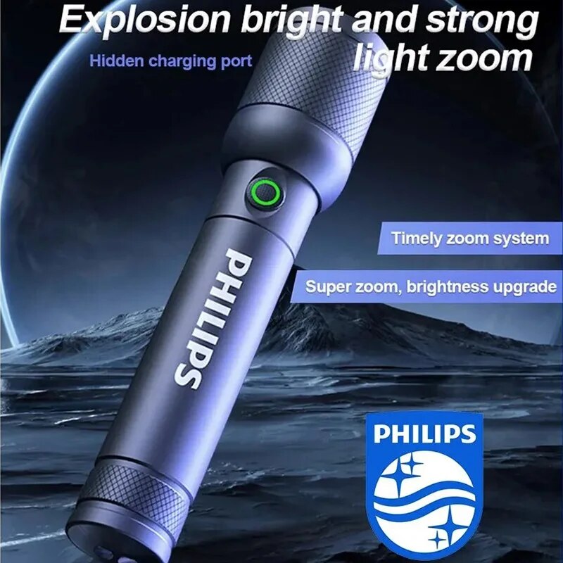 Outdoor Lighting Philips - ไฟฉายซูมออปติคอล Philips 6168 แบบพกพา ช่องเสียบ Type-C