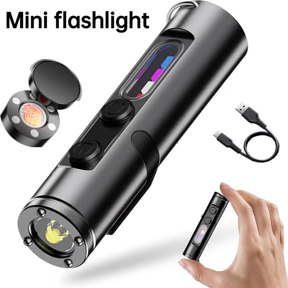 Outdoor Lighting Electric - ไฟฉายขนาดเล็กสำหรับใช้งานกลางแจ้ง แบบชาร์จไฟได้ ชนิด Type C พร้อมไฟ