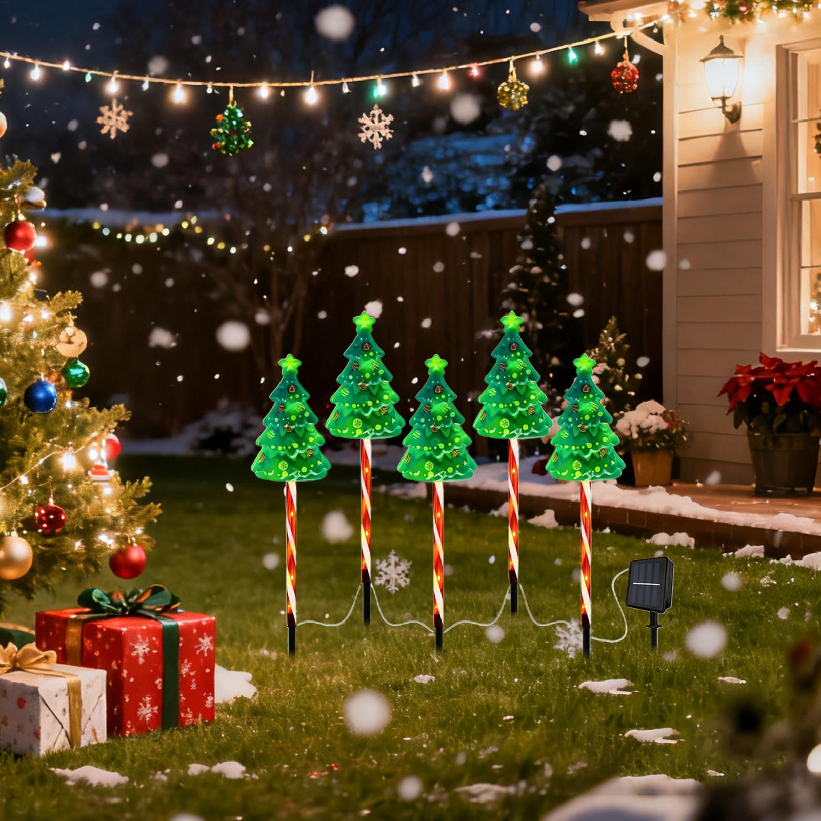 Outdoor Lighting Front Yard - ไฟประดับต้นคริสต์มาสแบบพลังงานแสงอาทิตย์สำหรับตกแต่งสวน ทางเดิน และหน้าบ้าน