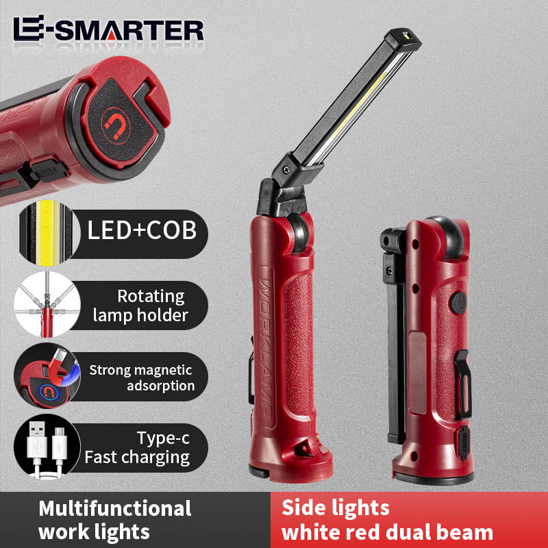 Outdoor Lighting Electric - COB LED ไฟทำงานแบบชาร์จไฟได้พับไฟฉายกลางแจ้งแคมป์ปิ้งซ่อมรถยนต์โคมไฟแบบพกพาพร้อมตะขอแขวนแม่เหล็ก