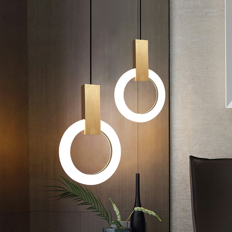 Outdoor Lighting Pendant - Nordic Simple ไฟ LED จี้ห้องนั่งเล่นบันไดแหวนโคมระย้าห้องรับประทานอาหารสร้างสรรค์ห้องนอนโคมไฟเพดาน LED