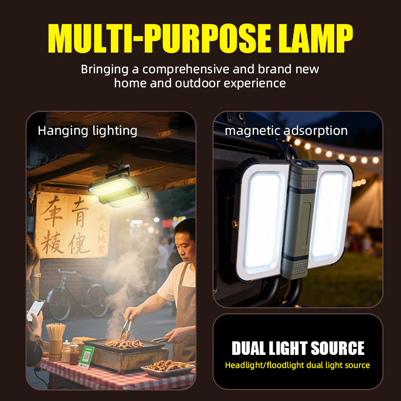 Outdoor Lighting Vendor - ไฟแคมป์ปิ้งพลังงานแสงอาทิตย์แบบชาร์จซ้ำได้ พร้อมแม่เหล็กแรงสูง ใช้ในกรณีฉุกเฉิน สำหรับบ้าน ไซต์ก่อสร้าง แผงลอยขายของ