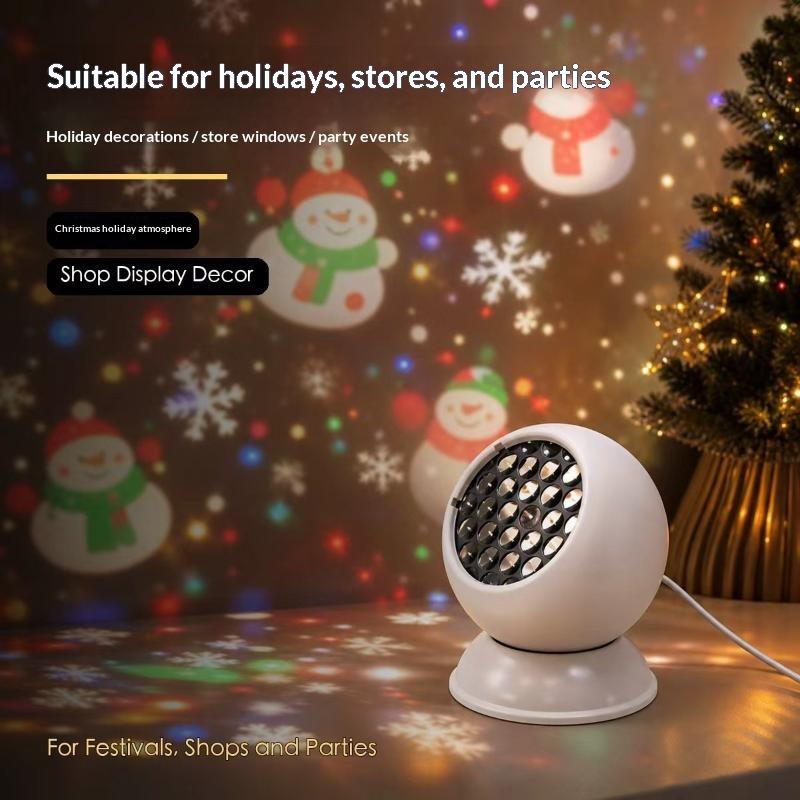 Outdoor Lighting And Decor - 360 ° ไฟฉายโปรเจคเตอร์ลายเกล็ดหิมะ LED หมุนได้ สำหรับสร้างบรรยากาศแสงสว่างในร่มและกลางแจ้ง