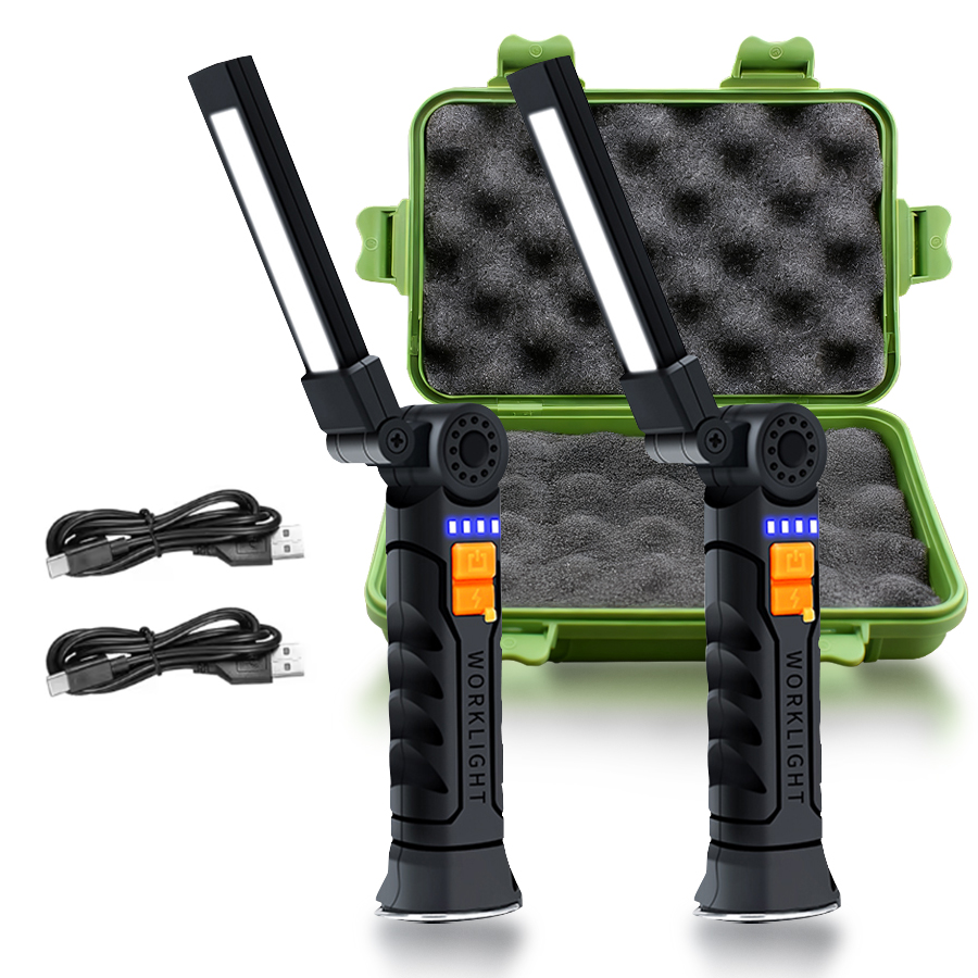 Outdoor Lighting Hooks - ไฟค้นหา LED COB แบบพกพาพร้อมแม่เหล็กและตะขอแบตเตอรี่ในตัวแบบชาร์จไฟได้ไฟทำงานกลางแจ้งโคมไฟฉุกเฉินกันน้ำ