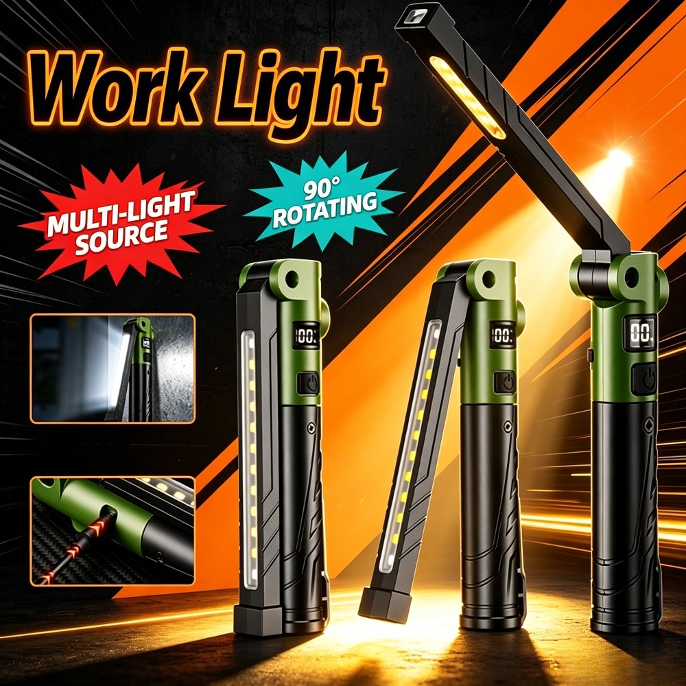 Outdoor Lighting Electric - ไฟฉายกลางแจ้งสว่างพิเศษ ทนทาน พกพาสะดวก พับเก็บได้ อเนกประสงค์ ชาร์จไฟได้