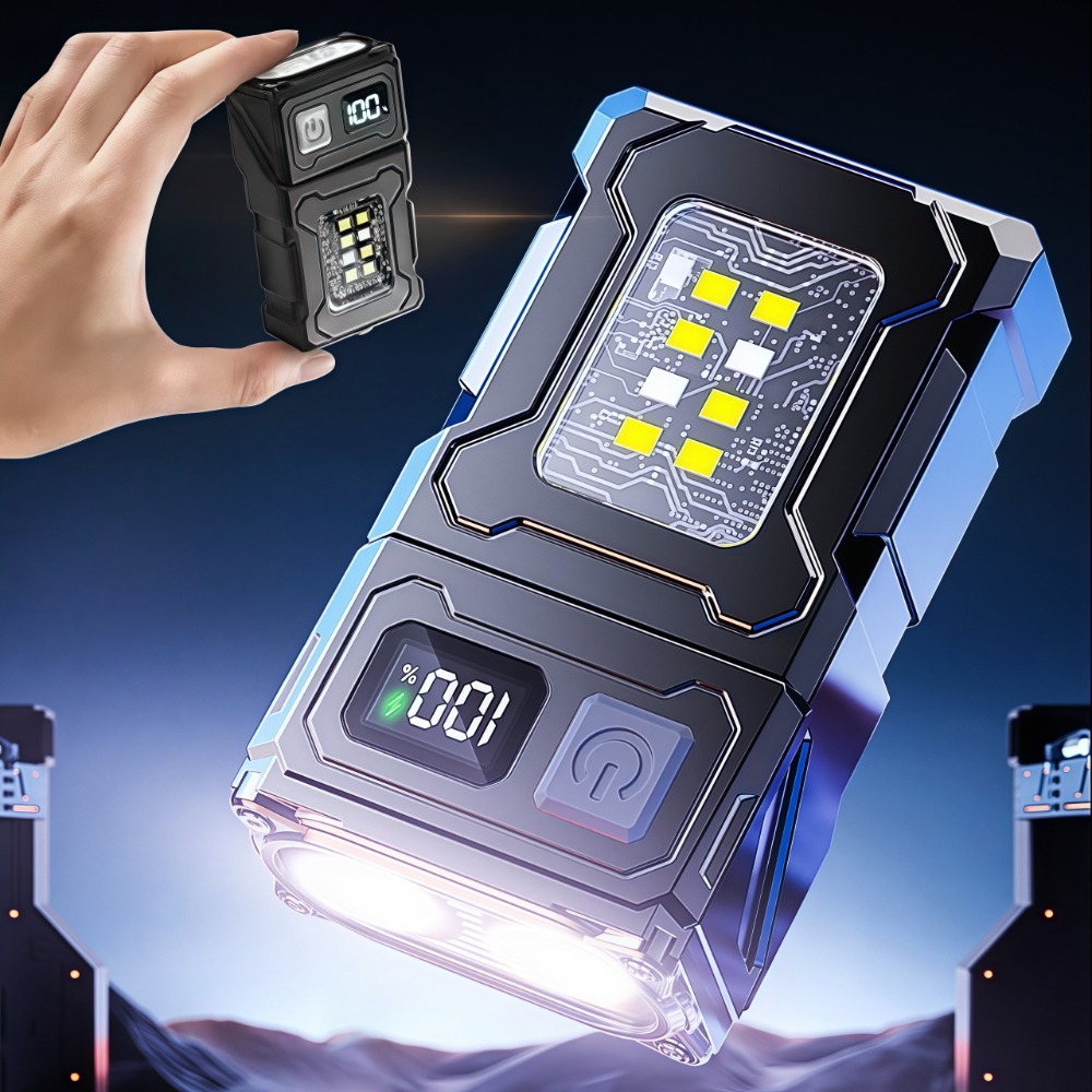Outdoor Lighting For Camping - ไฟฉาย LED ขนาดเล็กแบบชาร์จไฟได้ พร้อมคลิปแม่เหล็ก ไฟทำงานแบบพกพา ไฟพวงกุญแจ