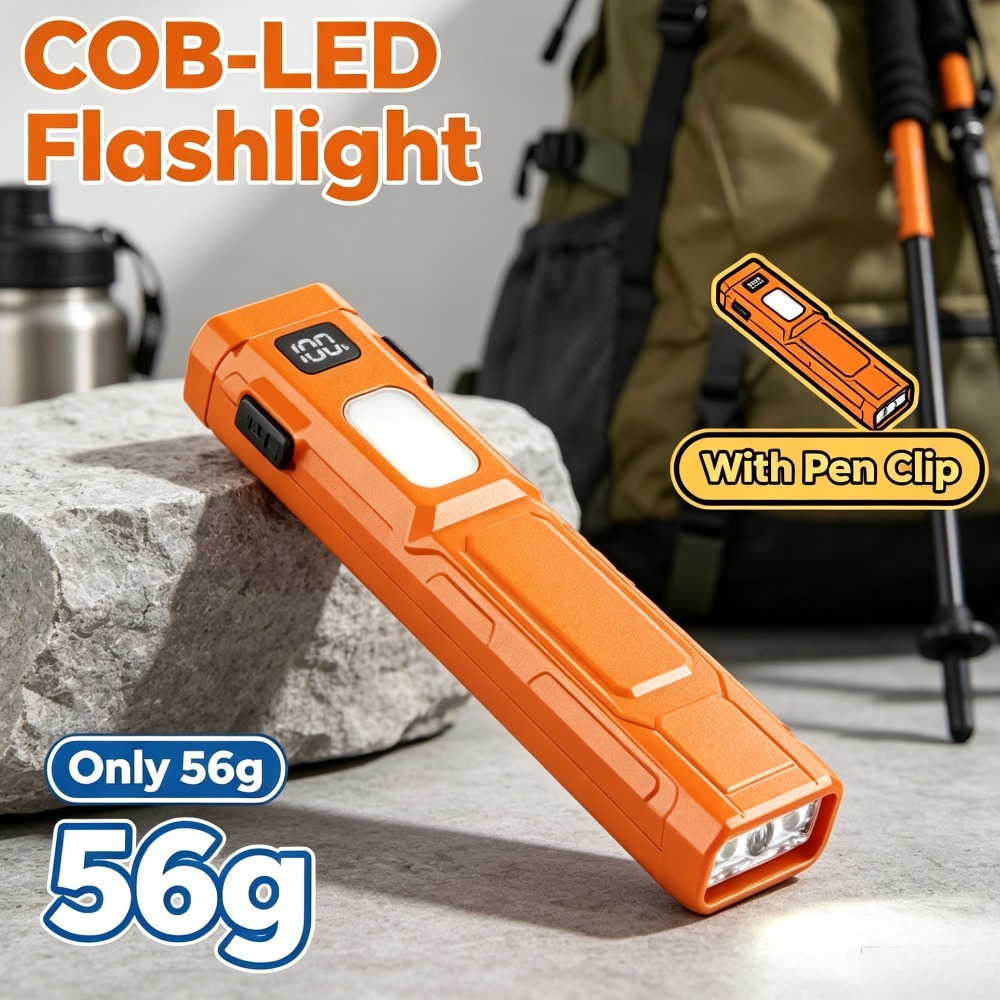 Outdoor Lighting For Camping - ไฟฉาย LED แบบ COB พร้อมคลิปหนีบปากกา ไฟฉายพกพาความสว่างสูง
