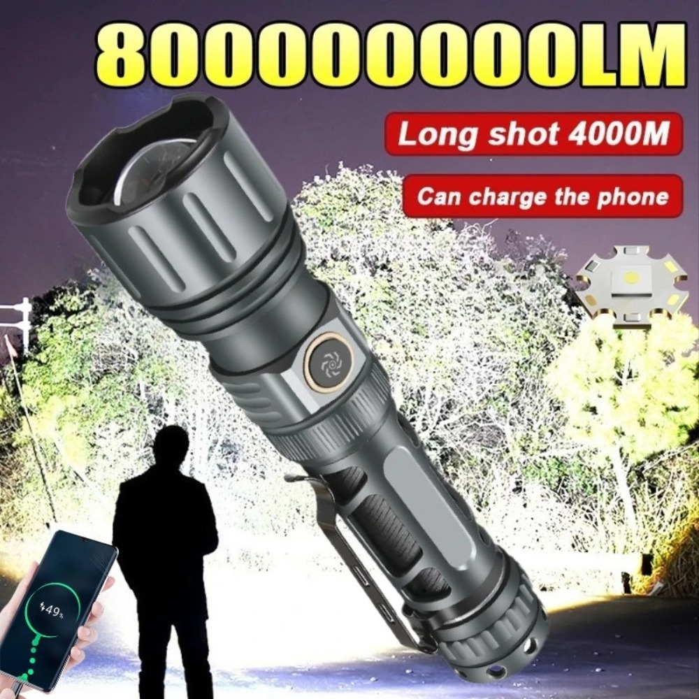 Outdoor Lighting For Camping - ไฟฉายซุปเปอร์ไบรท์แบบพกพา ชาร์จไฟได้ หลอดไฟ LED สำหรับยุทธวิธี แคมป์ปิ้ง