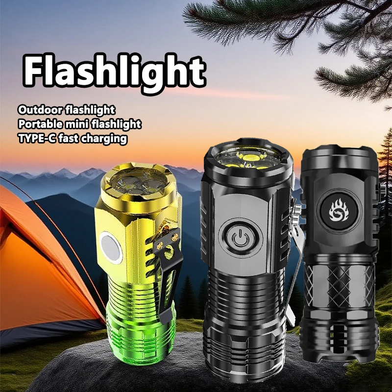 Outdoor Lighting Electric - ไฟฉาย LED ขนาดเล็กสุดสว่างแบบชาร์จไฟได้ ไฟฉายตกปลา โคมไฟพลังสูงสำหรับกิจกรรมกลางแจ้ง แคมป์ปิ้ง