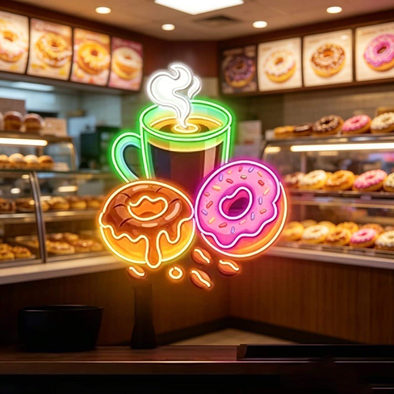 ป้ายไฟนีออนรูปโดนัท ใช้พลังงาน - Outdoor Lighting For Store บทวิจารณ์และราคา