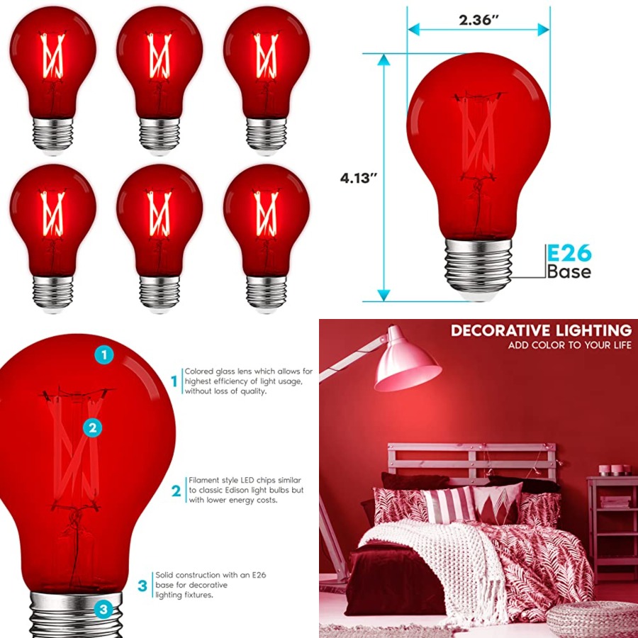 หลอดไฟ LED A19 Edison, 4.5W เท - Outdoor Lighting And Decor บทวิจารณ์และราคา