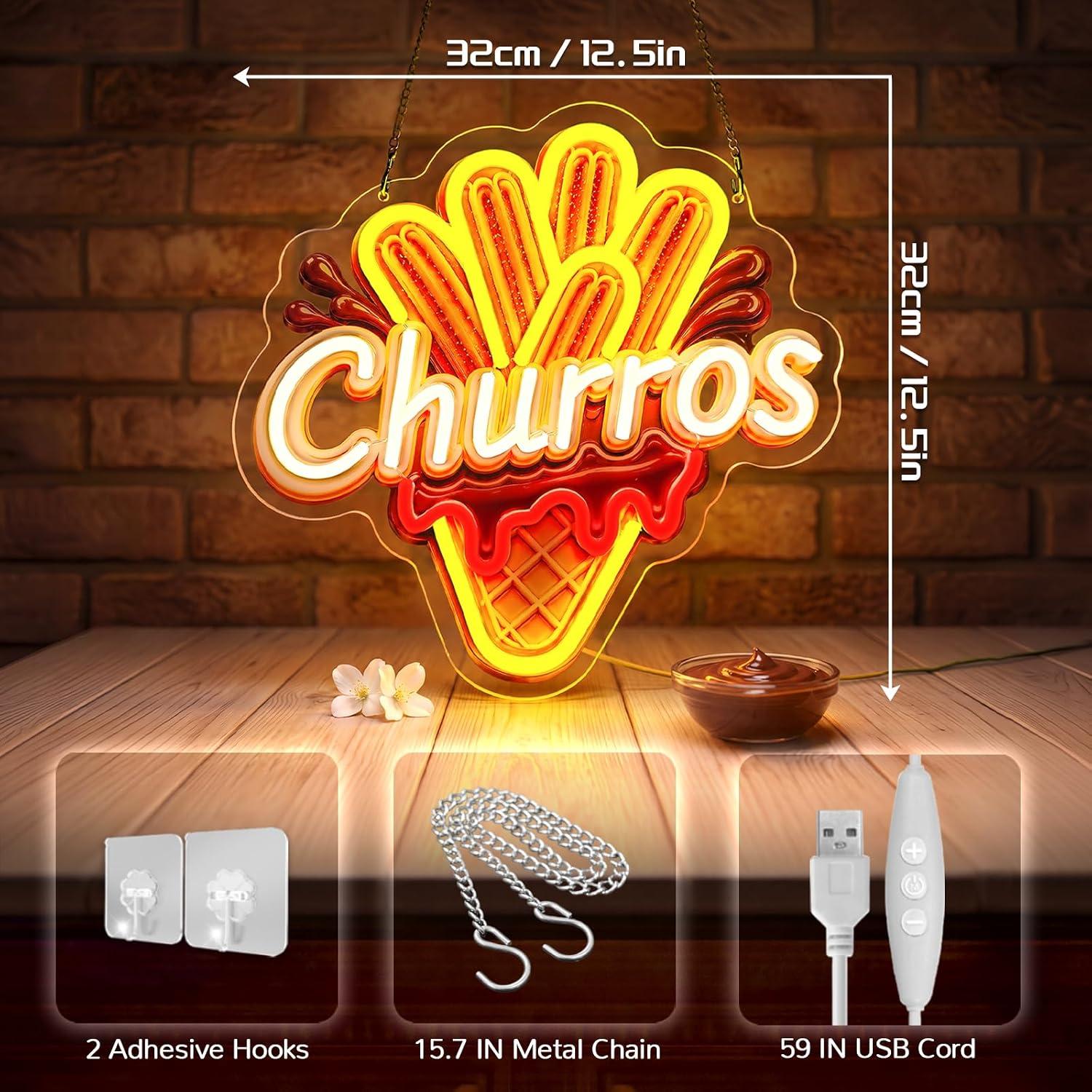 ป้ายไฟนีออนรูปชูโรส ไฟ LED ปรั - Outdoor Lighting For Store บทวิจารณ์และราคา