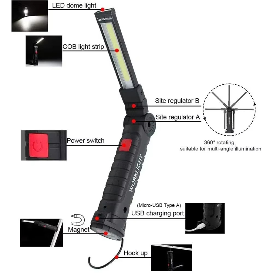 ไฟฉาย LED แบบพกพาพร้อมตะขอแม่เ - Outdoor Lighting For Camping บทวิจารณ์และราคา