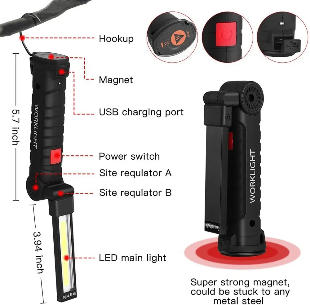 แบบพกพา COB ไฟฉาย LED USB ชาร์ - Outdoor Lighting For Camping บทวิจารณ์และราคา
