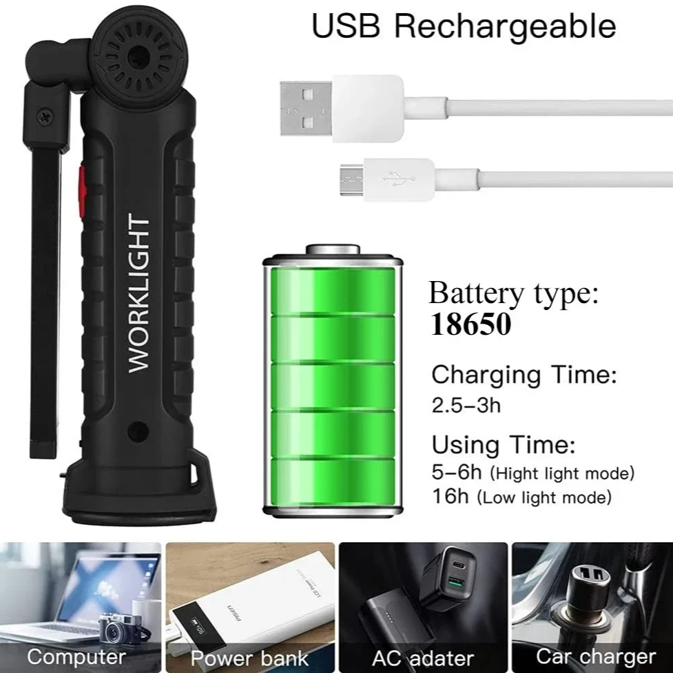 แบบพกพา COB ไฟฉาย LED USB ชาร์ - Outdoor Lighting For Camping บทวิจารณ์และราคา