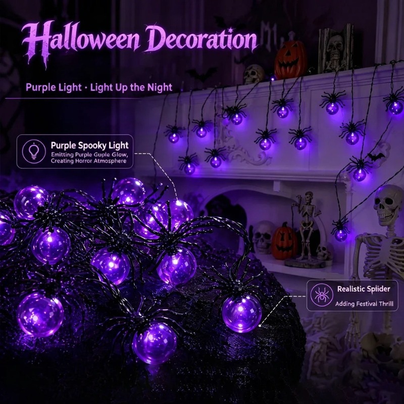 ไฟสาย LED รูปแมงมุมใช้พลังงานจ - Outdoor Lighting And Decor บทวิจารณ์และราคา