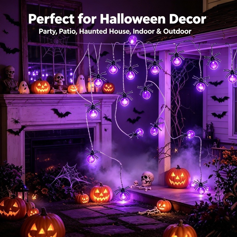 ไฟสาย LED รูปแมงมุมใช้พลังงานจ - Outdoor Lighting And Decor บทวิจารณ์และราคา