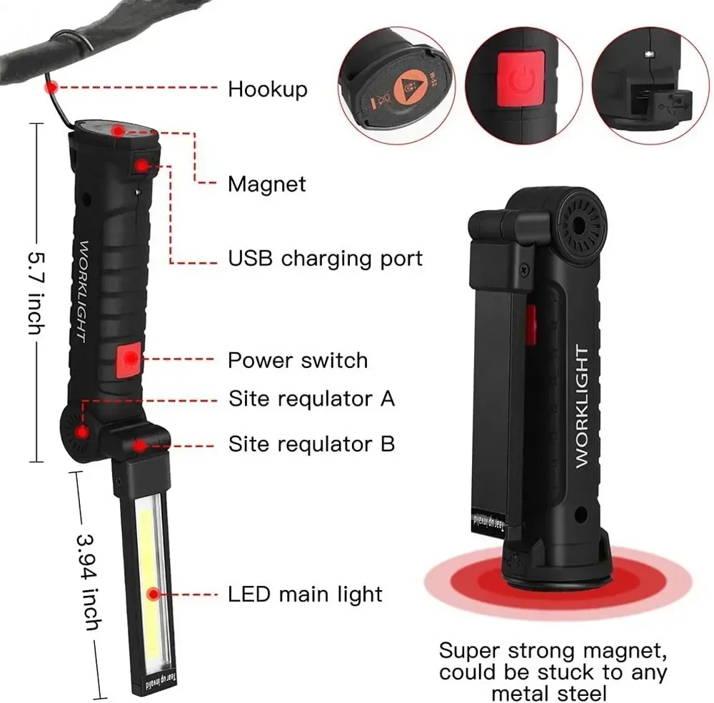 ไฟฉาย LED COB แบบชาร์จไฟได้ผ่า - Outdoor Lighting Hooks บทวิจารณ์และราคา