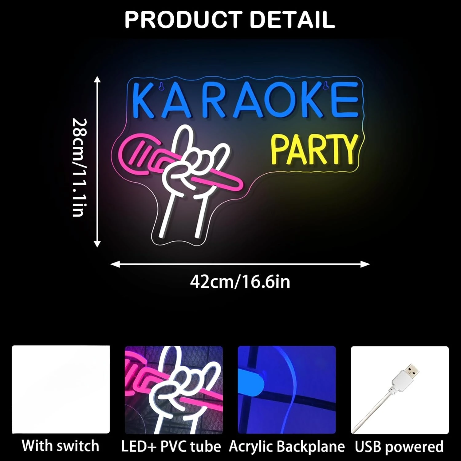 ป้ายไฟนีออนคาราโอเกะแบบ USB ปร - Outdoor Lighting For Store บทวิจารณ์และราคา